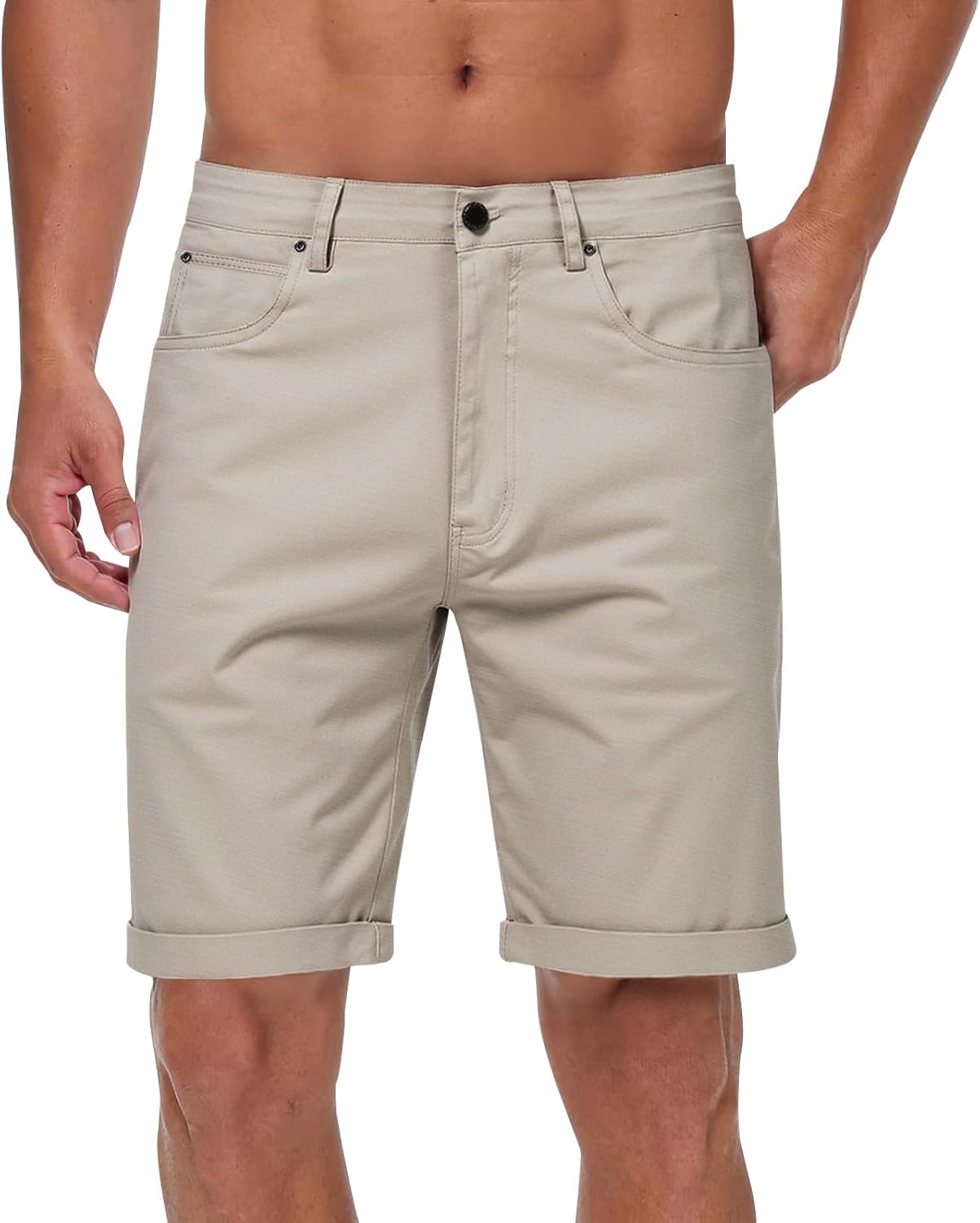 Mens Chino Shorts Slim Fit Cotton Short Summer Smart Half Pants Casual Stretch with Pockets