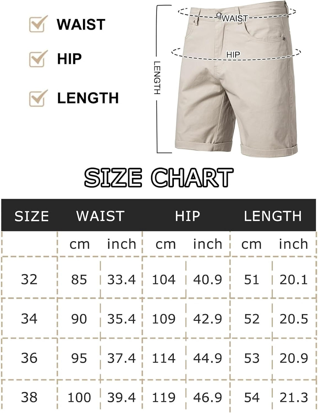 Mens Chino Shorts Slim Fit Cotton Short Summer Smart Half Pants Casual Stretch with Pockets