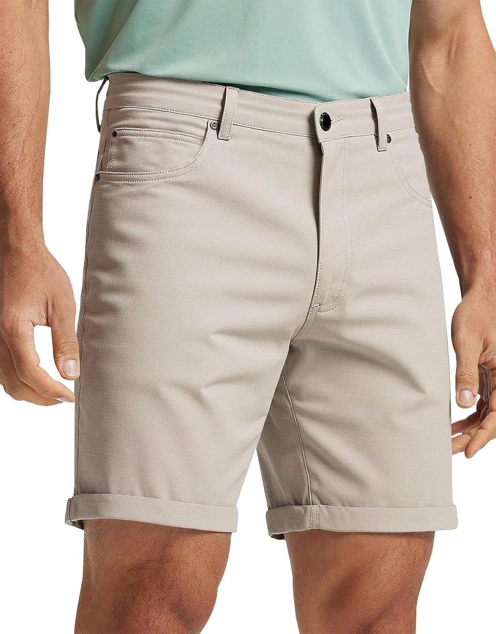 Mens Chino Shorts Slim Fit Cotton Short Summer Smart Half Pants Casual Stretch with Pockets