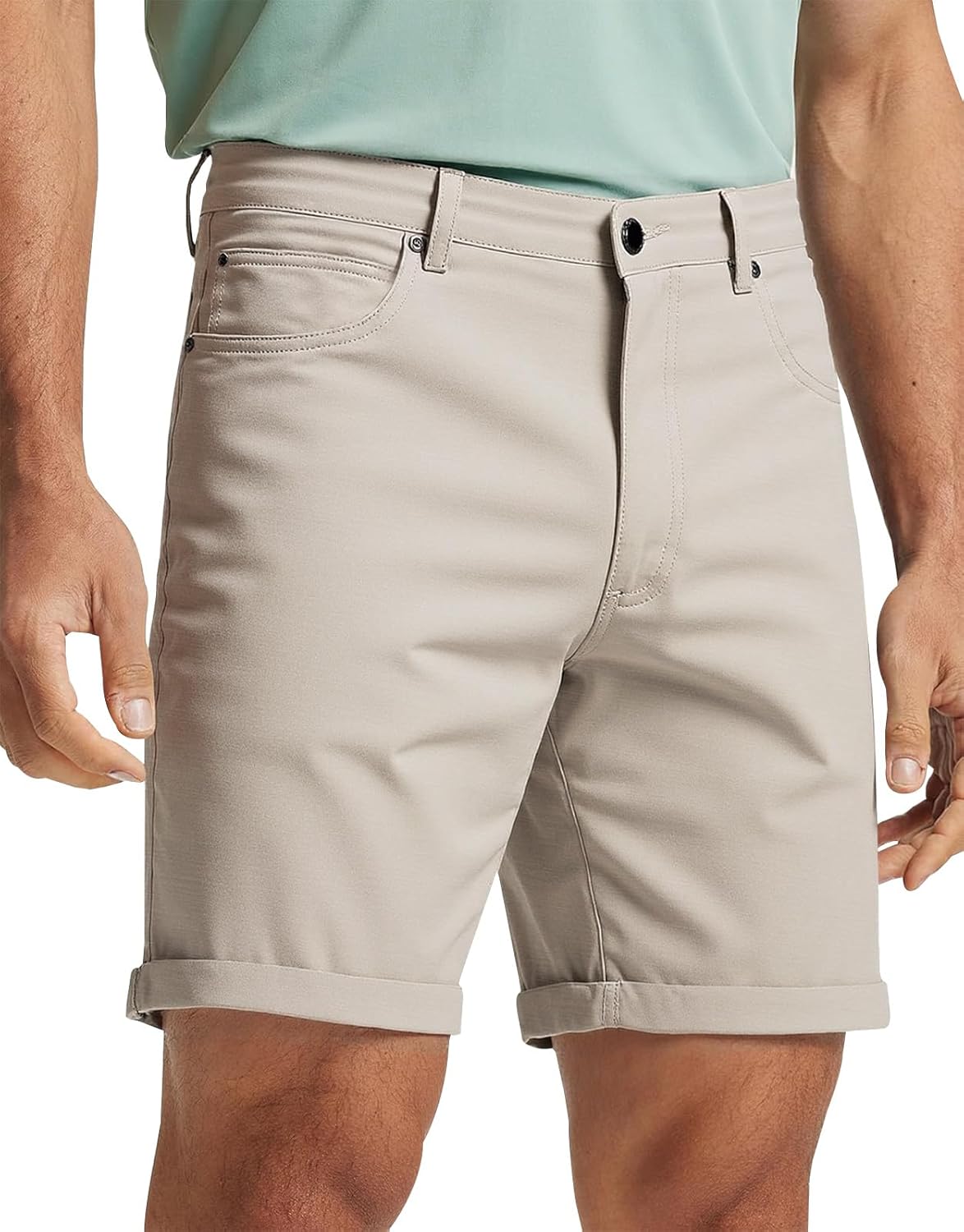 Mens Chino Shorts Slim Fit Cotton Short Summer Smart Half Pants Casual Stretch with Pockets