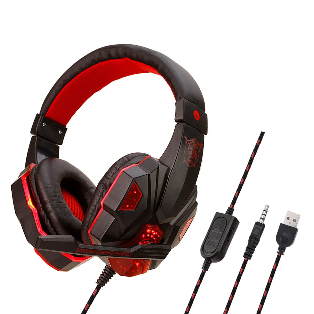 Wired Gaming Headphones with LED Light Noise-Cancelling Gamer Headset with Microphone for PC Computer Laptop for PS4 PS5 Xbox